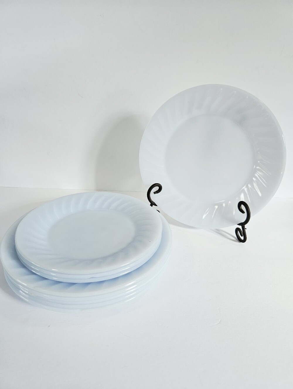 Vintage Fire-King Azurite Delphite Blue Swirl 9" Dinner & 8" Salad Plate Set 9pc